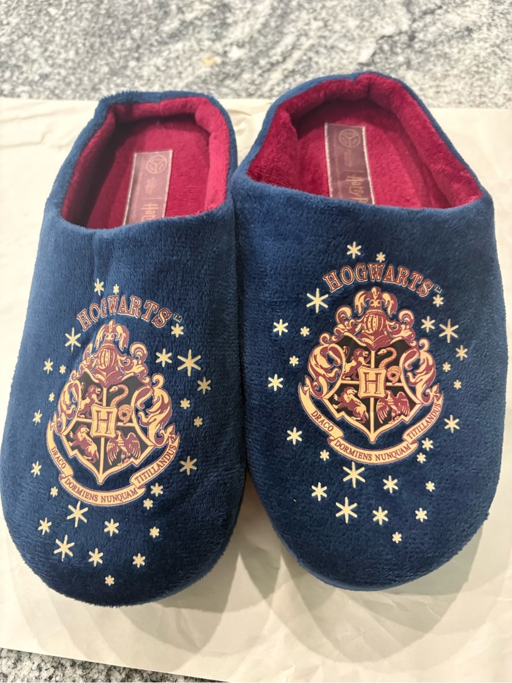 Hogwarts Women’s Slippers - Navy with Burgundy Lining